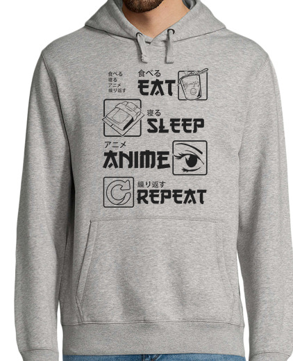 Sweat-shirt À Capuche Pour Homme manger sommeil répétition anime