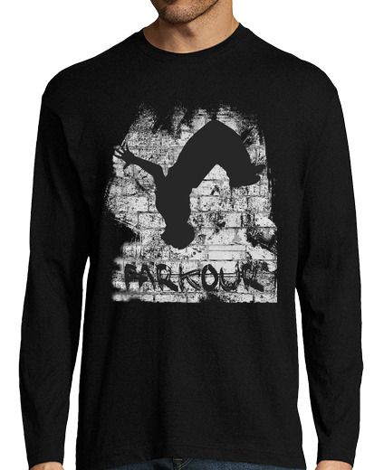 Image of man, long manga , black, parkour