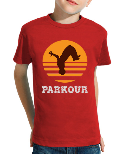 Tee Shirt Pour Enfant Manche Courte garçon, manches courtes, rouge, parkour