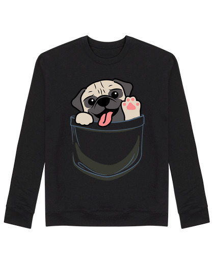 Sweat Unisexe chien pug dans la poche