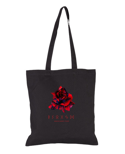 Image of runes of luck. cloth bag, black
