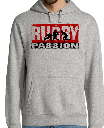 Image of men, hoodie, heather gray, rugby
