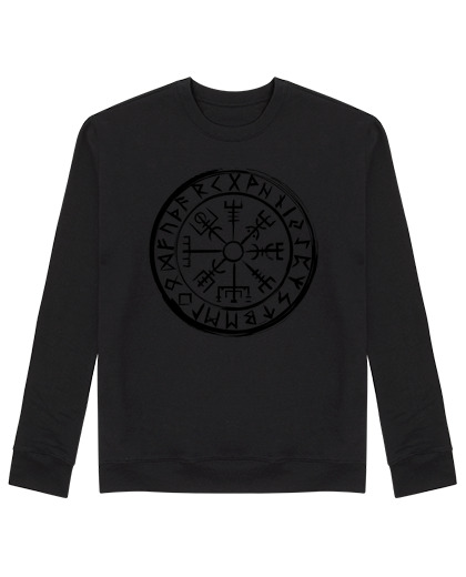 Sweat Unisexe boussole vegvísir viking - noir vintage