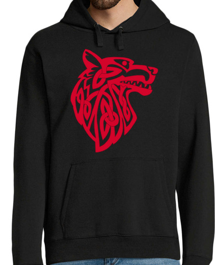 Sweat-shirt À Capuche Pour Homme Loup rouge viking