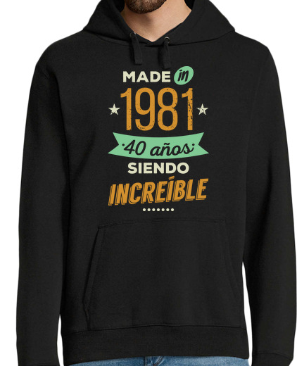 Sweat-shirt À Capuche Pour Homme fabriqué en 1981 40 ans incroyable