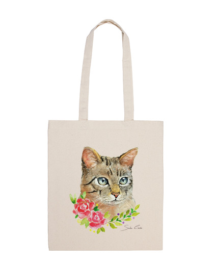 Image of cat and flowers