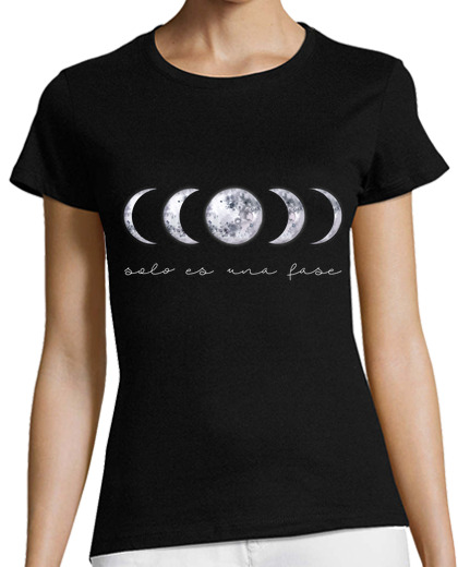 Image of moon phases woman t-shirt . it's just a phase. short manga , black, premium quality