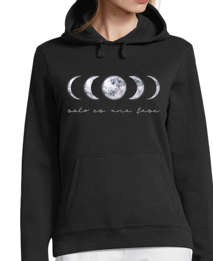 Sweat-shirt À Capuche Pour Femme sweat-shirt femme phases de lune. ce n'est qu'une phase. à capuche, noir