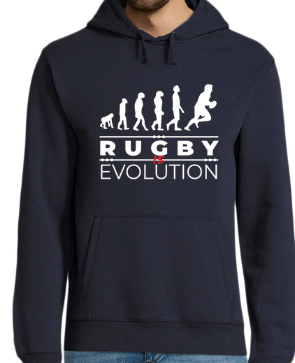 Sweat-shirt À Capuche Pour Homme Rugby is evolution - Message Humour