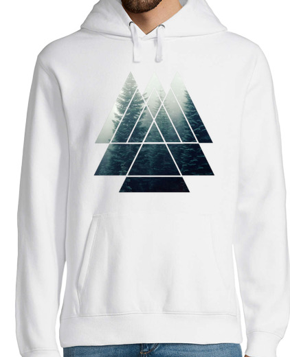 Sweat-shirt À Capuche Pour Homme triangles de géométrie sacrée - forêt b