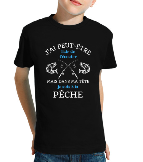 Tee Shirt Pour Enfant Manche Courte je suis a la peche humour pecheur