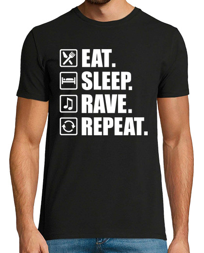 Camiseta Hombre Manga Corta comer dormir rave repetir laTostadora