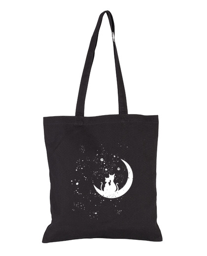 Image of cat moon love tote bag
