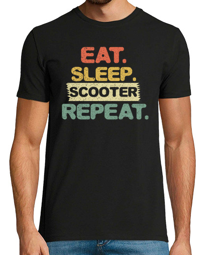 Camiseta Hombre Manga Corta comer dormir scooter repetir laTostadora