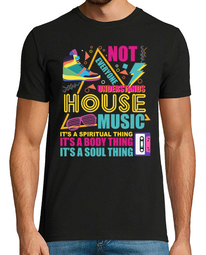 Camiseta Hombre Manga Corta camiseta de diseño vintage de la vieja escuela de música house 90 laTostadora