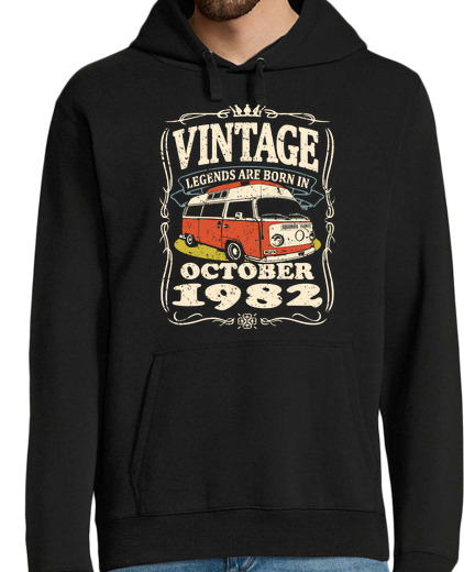 Sweat-shirt À Capuche Pour Homme fourgon vintage octobre 1982