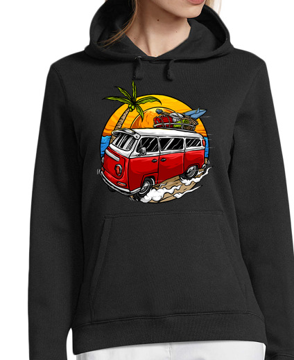 Sweat-shirt À Capuche Pour Femme camionnettes de plage vintage surf van