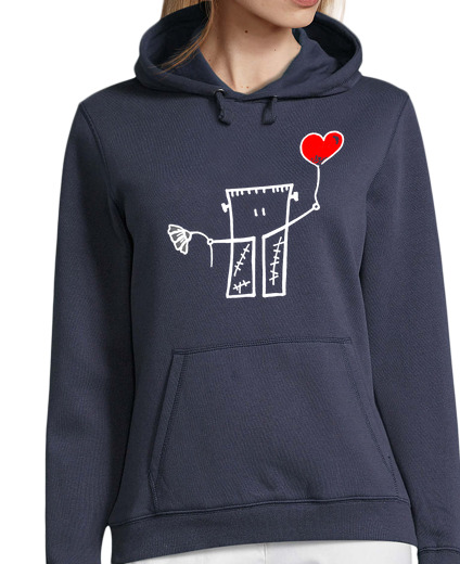 Image of girl sweatshirt franky loves you design for dark backgrounds