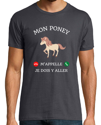 Camiseta Hombre Manga Corta pony me llama humor montar a caballo laTostadora