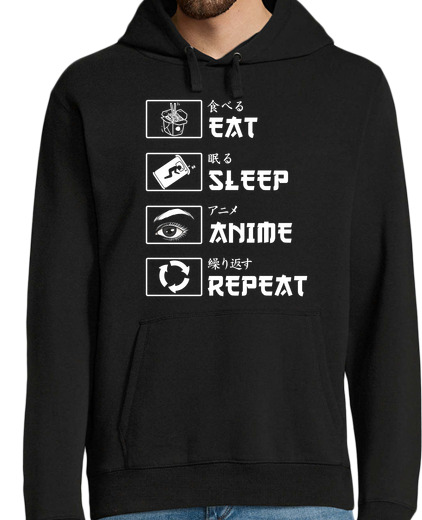 Sweat-shirt À Capuche Pour Homme eat sommeil anime rep eat