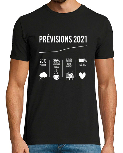 Camiseta Hombre Manga Corta annonce de grossesse papa prvisions 2021 laTostadora