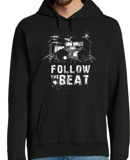 Sweat-shirt À Capuche Pour Homme suivez le beat-drums- rock -metal-blues