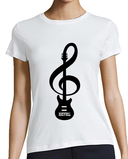 Tee Shirt Femme Classique Manches Courtes musique guitare rock and roll