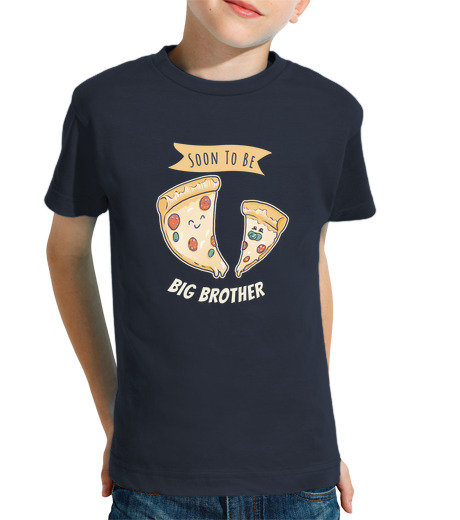 Tee Shirt Pour Enfant Manche Courte annonce de grossesse pizza grand frère