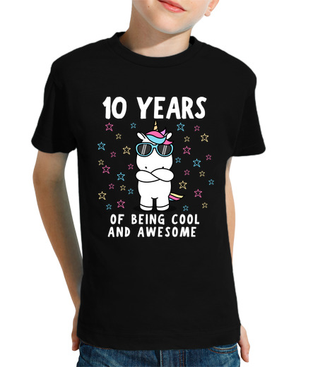 Tee Shirt Pour Enfant Manche Courte 10e anniversaire 10 ans de licorne cool