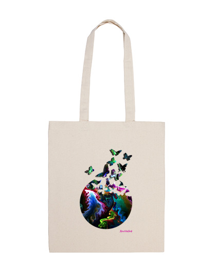 Image of butterflies, cloth bag, natural color