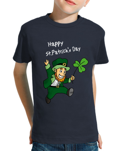 T-shirt bambino manica corta leprechaun felice festa trifoglio san patrizio