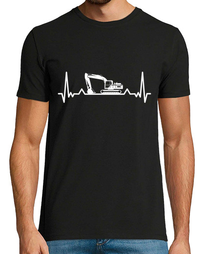 Image of excavator heartbeat line funny gift