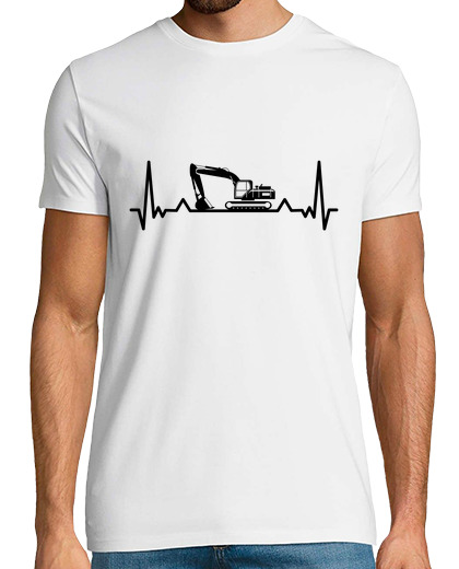 Image of excavator heartbeat line funny gifts
