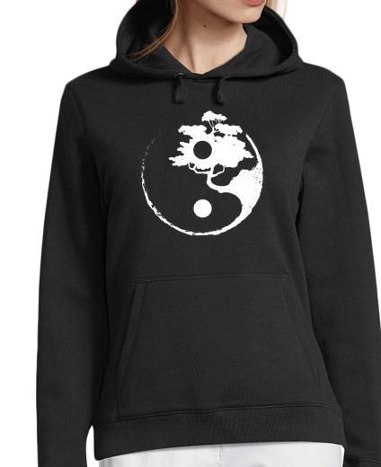 Sweat-shirt À Capuche Pour Femme ying yang bonsaï arbre cadeau zen japon