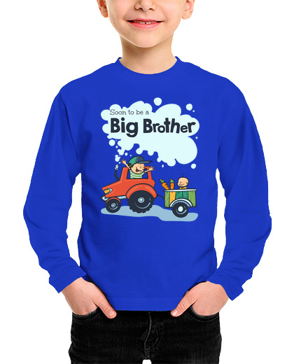 Image of pregnancy announcement 2021 soon big brother colorful cartoon style tractor drawing
