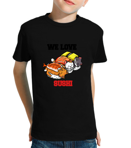 Tee Shirt Pour Enfant Manche Courte sushi chats chatons dormir mignon