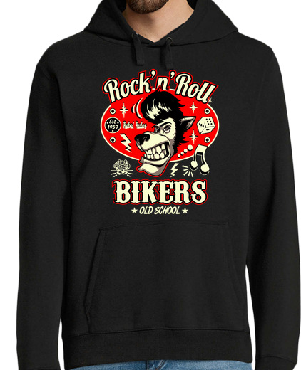 Sweat-shirt À Capuche Pour Homme rockabilly vintage rockers old school motards rock and roll