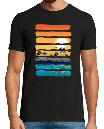 Image of Summer Sun Palm Tree Beach Ocean Artistic Paradise Vacation
