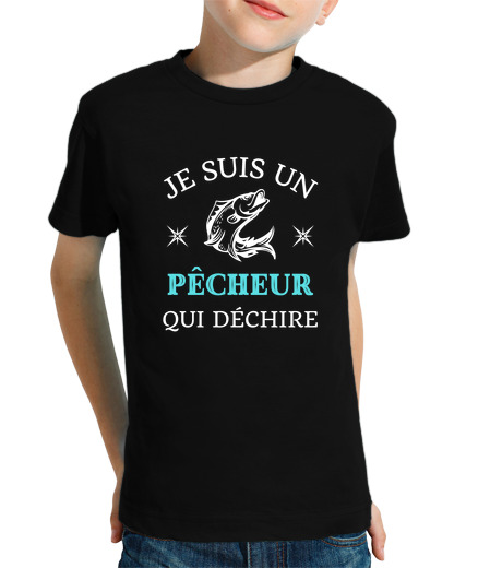 Tee Shirt Pour Enfant Manche Courte pecheur qui dechire humour peche garcon