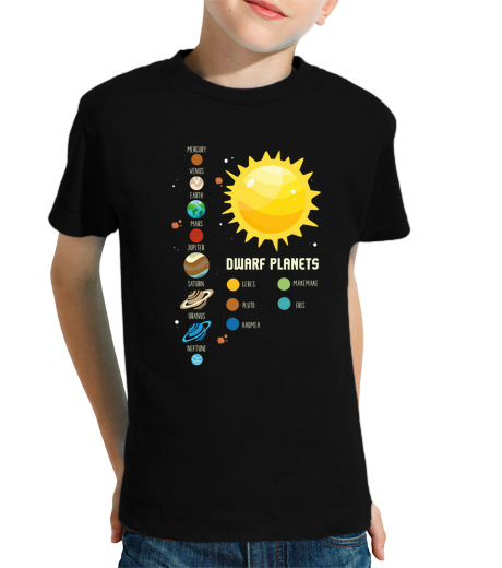 Tee Shirt Pour Enfant Manche Courte système solaire enfants et adultes nain