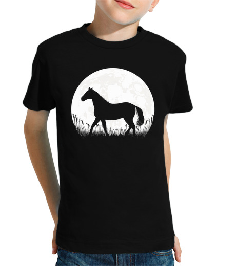 Tee Shirt Pour Enfant Manche Courte cadeau de chemise de nuit cheval lune