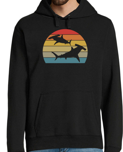 Sweat-shirt À Capuche Pour Homme motif de requin prédateur rétro