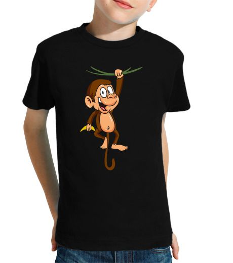 Tee Shirt Pour Enfant Manche Courte motif de singe pour enfants banane jung