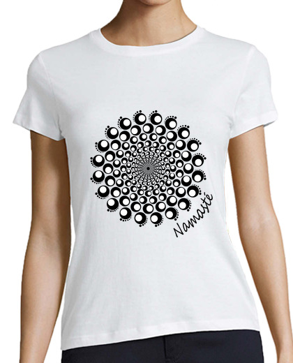 Image of t shirt , mandala, manga , white, organic cotton