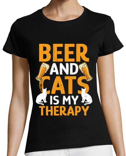Image of beer and cats are my therapy