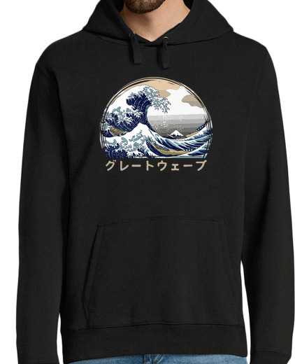 Sweat-shirt À Capuche Pour Homme la grande vague kanagawa art japonais