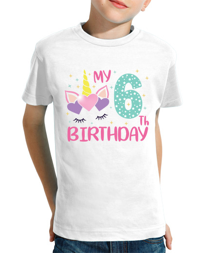 Tee Shirt Pour Enfant Manche Courte anniversaire ans 6 ans Licorne