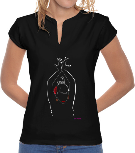 Image of flamenco for black, woman, mandarin collar, black