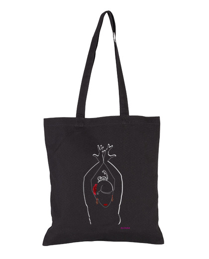 Image of flamenco for black, cloth bag, black color