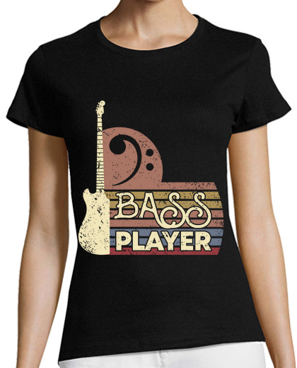 Image of bass guitar player vintage bass clef